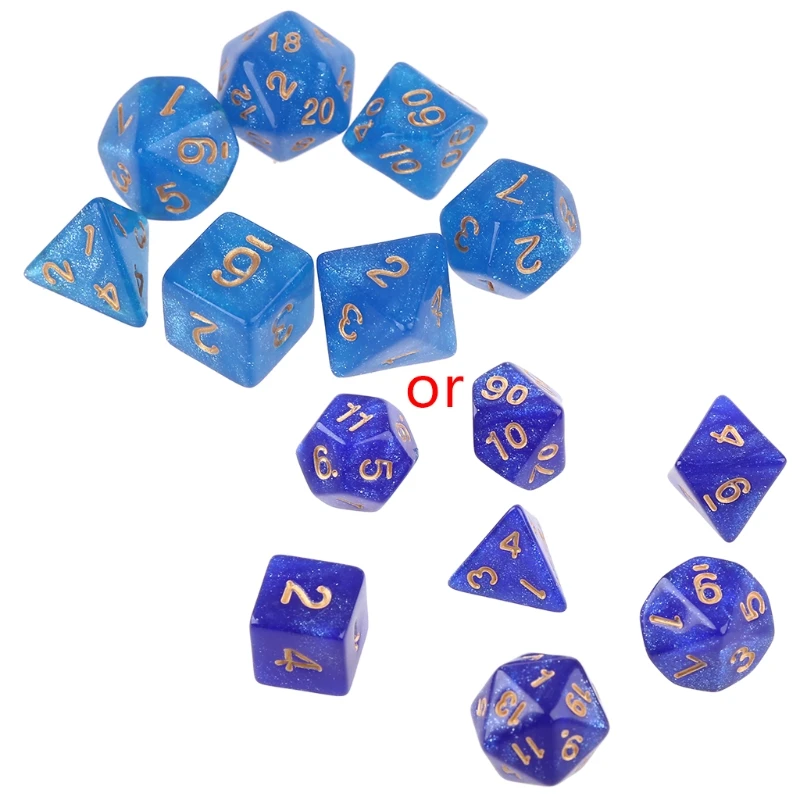 

7 шт. D20 акриловые полигедрические игральные кости, блестящие двухцветные 20-сторонние кубики, настольные игры