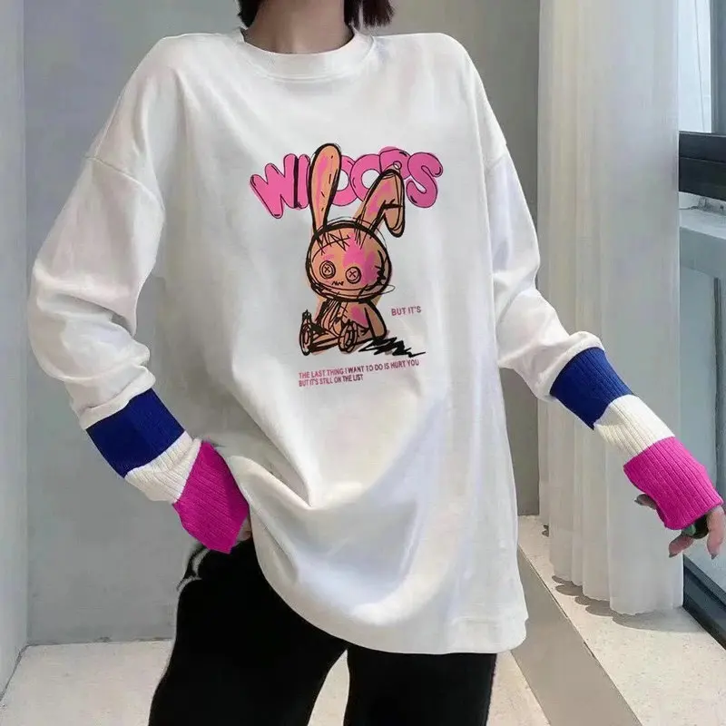 

Футболка женская с длинным рукавом и круглым вырезом, в стиле пэчворк