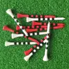 100pcs/Bag Bamboo Golf Tees Wite Red With Black Stripe Mark Scale 70mm 83mm Golf Accesories 2 size New Colorfull Golf Ball Tee 5