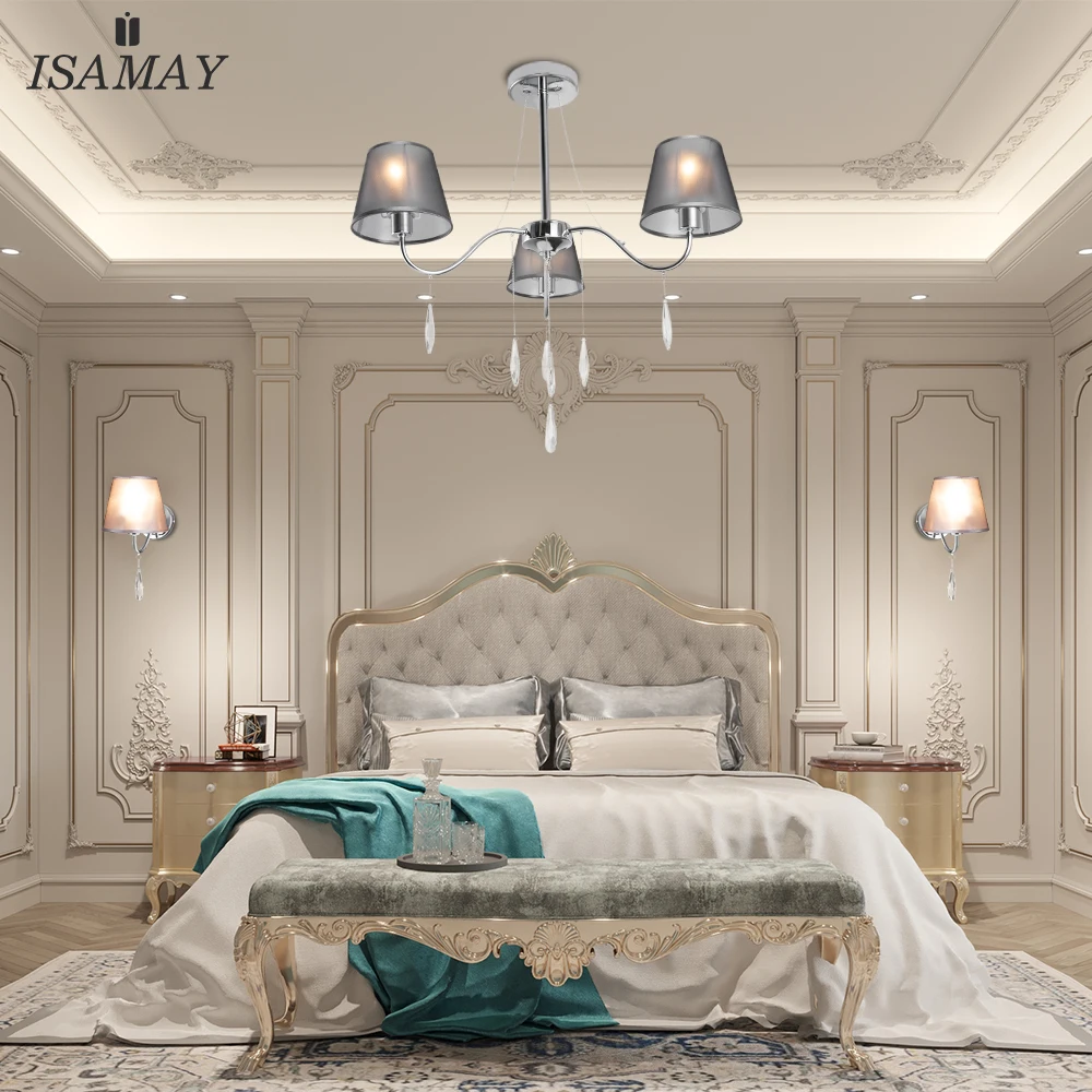 Роскошная хрустальная люстра Современная Серебристая Хром Светильники для