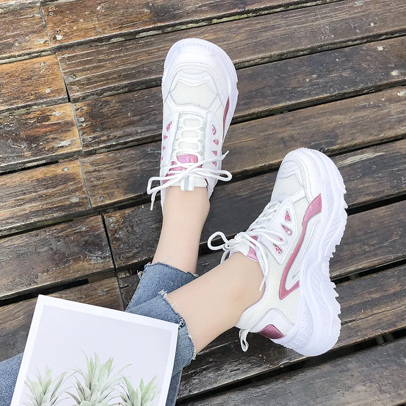 

White Shoes Women Sneaker White Lightweight Leisure Thick Soled Women's Vulcanize Shoes Lady Casual Shoes Zapatillas Mujer