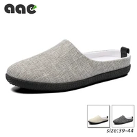 2020 summer new mens casual shoes light hemp breathable indoor shoes solid slip on loafer pedal shoes half slippers lazy shoes