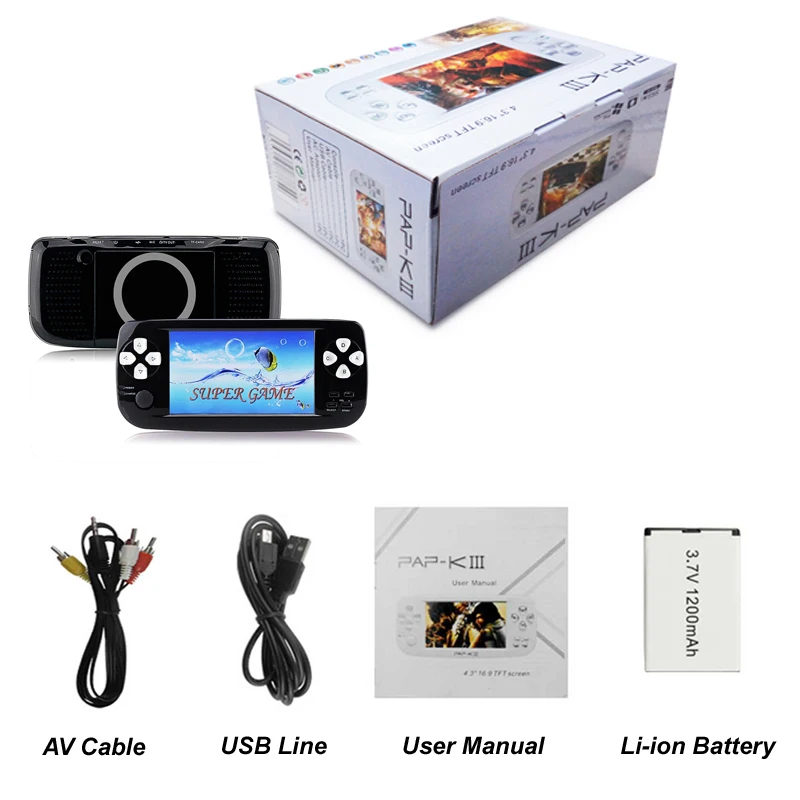 

Pop PAP KIII Retro Mini Game Console 4.3 Inch HD Built-in 3000 Retro Classic Games 64 Bit Portable Handheld Game Players 16GB