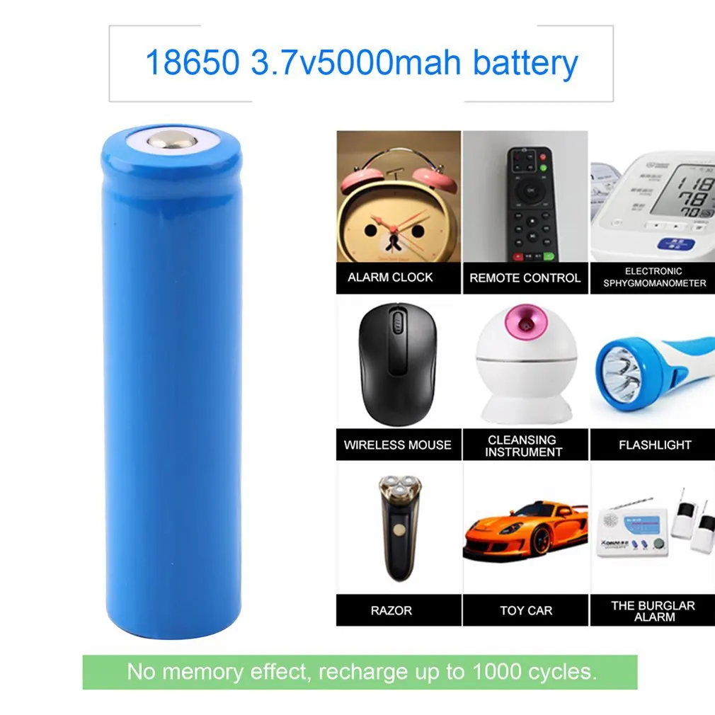 Долговечная перезаряжаемая батарея 18650 5000mAh 3 7 V литий-ионный аккумулятор для