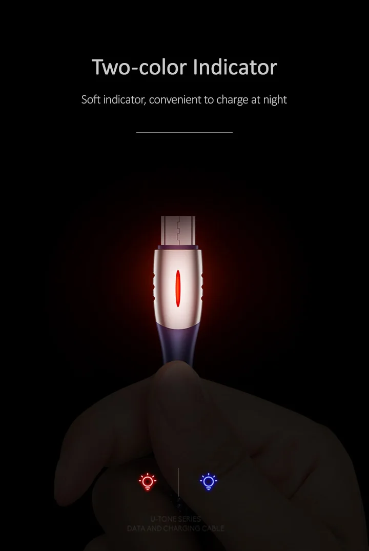 USAMS кабель Micro USB Smart power off Micro USB 3,0 светодиодный кабель QC 3,0 кабель для быстрой зарядки для Android Xiaomi huawei кабель Microusb
