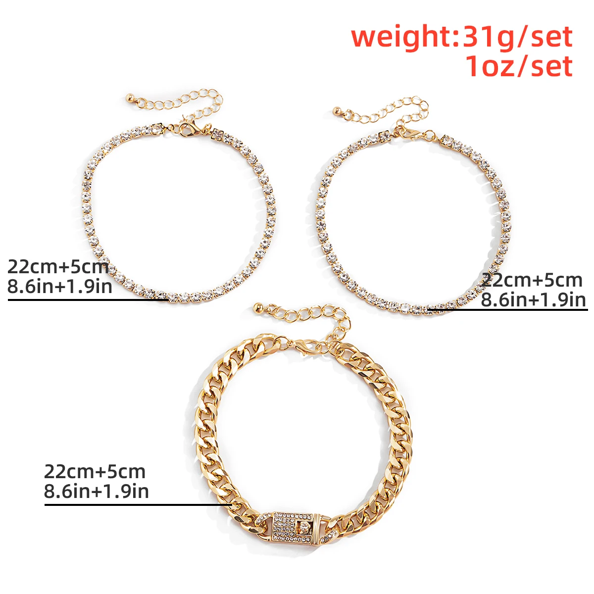 

Kpop Multi Layer Crystal Tennis Chain Anklets for Women Men Punk Link Chain Ankle Bracelet on the Leg Sandals Boho Foot Jewelry