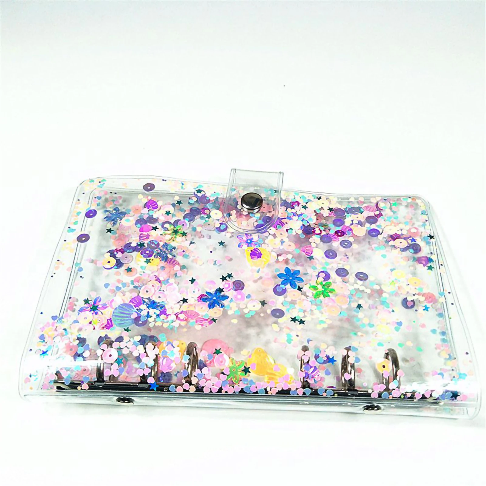 

A5 Shell Binder Cover Quicksand Transparent PVC With 40 Sheets Blank Pages Waterproof Learning Handbook