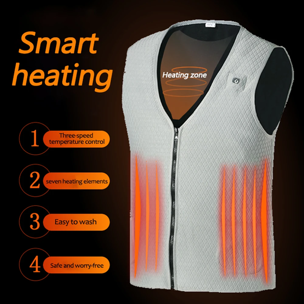 

Outdoor Winter Warm Intellegient Heated Vest Men Women Electric Thermal Clothing Flexible USB Infrared Heating Jacket Waistcoat