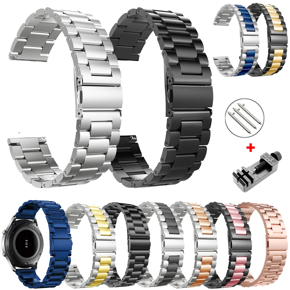 

18mm 22mm 20mm 24mm Band Strap For Samsung Galaxy Watch 3 42 46mm gear S3 Active2 Steel for Huawei GT 2 Xiaomi Amazfit BIP GTR 2