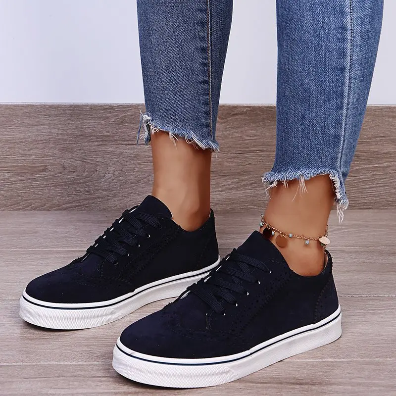 Женские замшевые туфли на плоской подошве шнуровке | Обувь