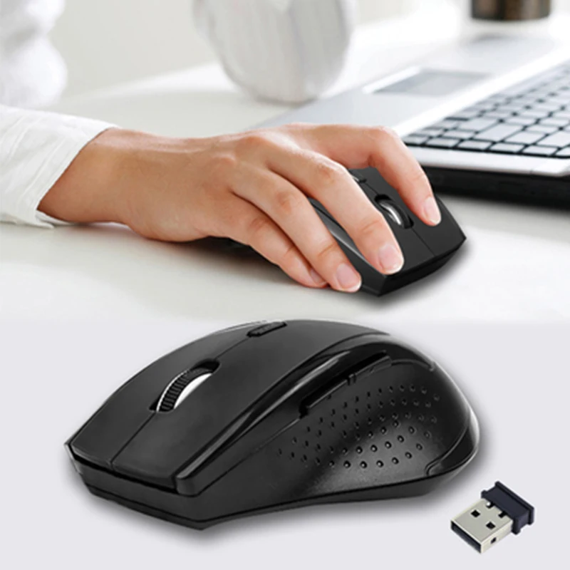 

USB Wireless Bluetooth-Compatible Mouse 1200DPI Optical Gaming Mouse Wireless for Laptop 2.4GHz 6 Keys Mice with USB Receiver