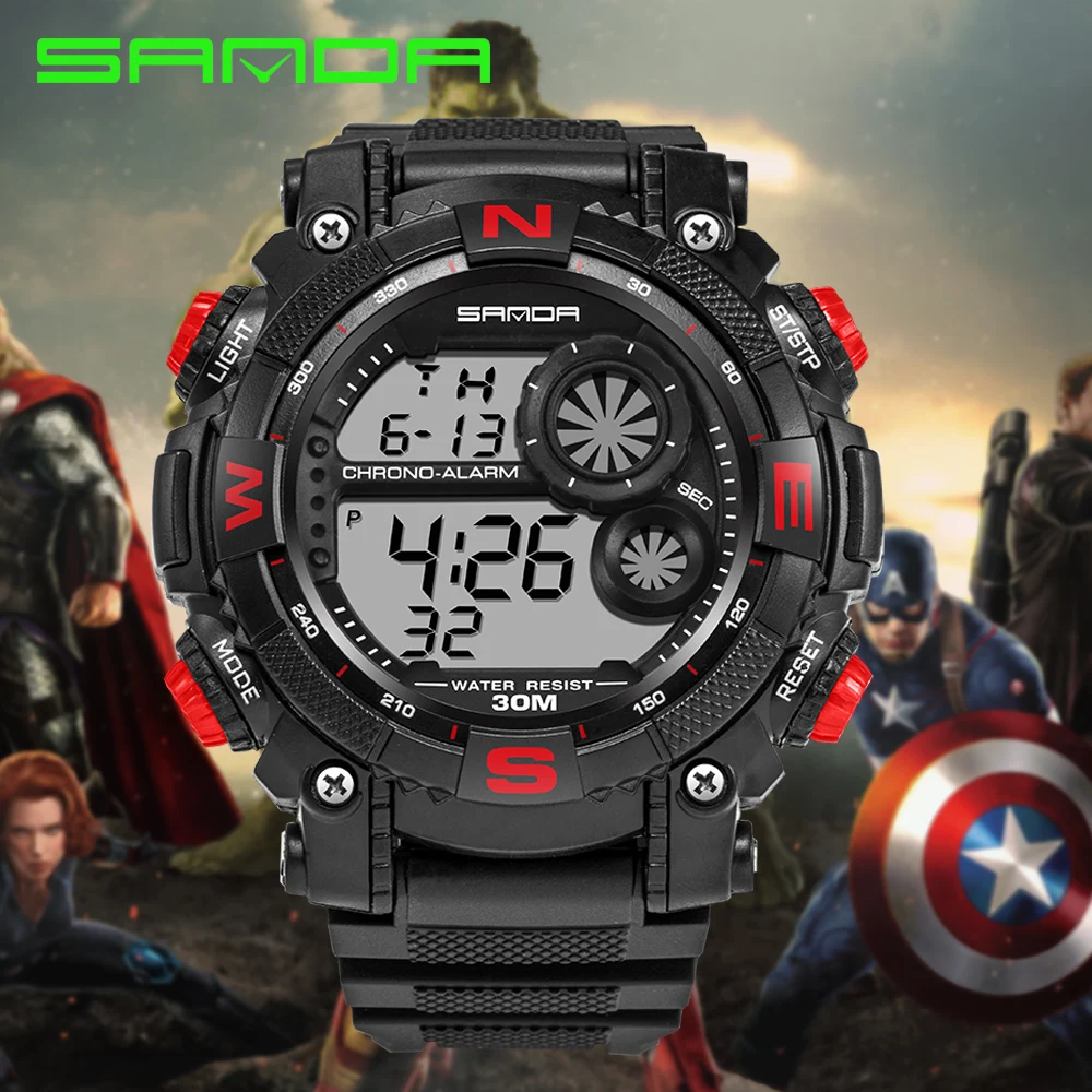 SANDA Outdoor Sports Retro Military Hodinky Timer Alarm Clock Electronic Watch Men's Watches Relogio Masculino | Наручные часы