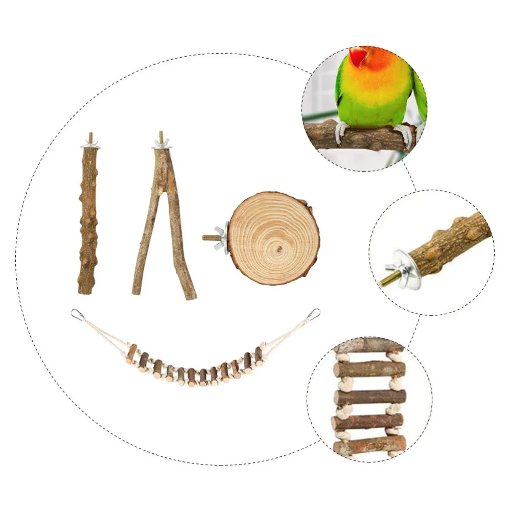 

1 Set Parrot Wood Stand Parrot Bird Stand Rack Bird Cage Prop (Random Color)