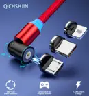 Магнитный кабель QICHSHJIN, Micro USBType-C, 1 м, 2 м, 3 в 1, вращающийся на 540 градусов кабель для зарядки