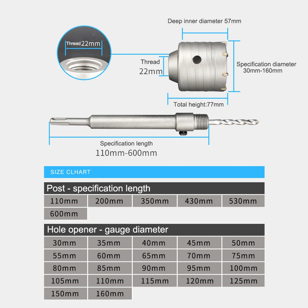 

65/80mm SDS Plus Shank Hole Saw Cutter Concrete Cement Stone Wall Drill Bit Set new