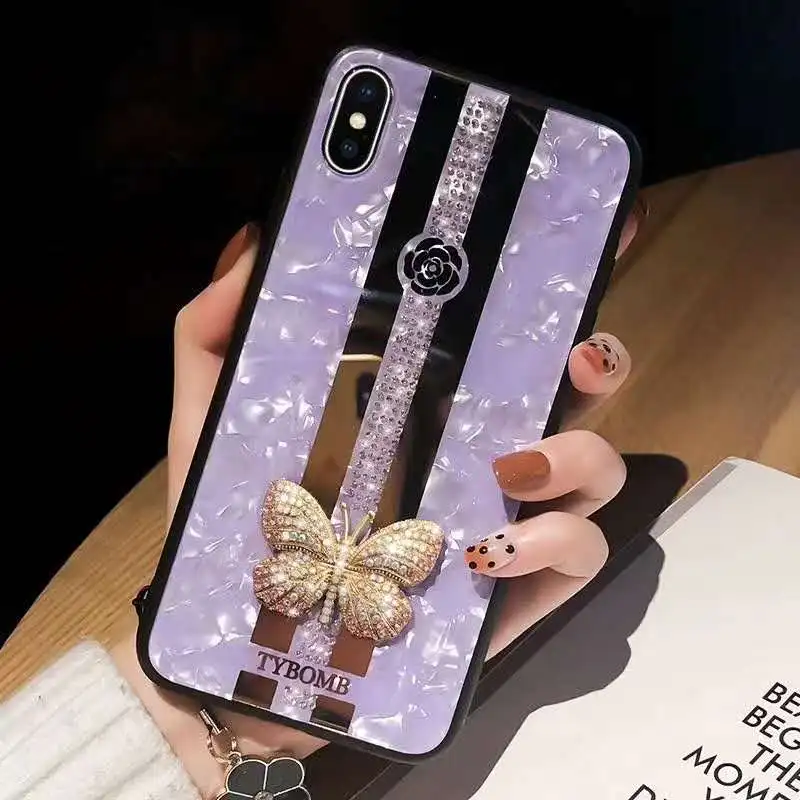 "Зеркало Iphone7/8 Plus мобильный телефон чехол Apple 11pro Алмазная бабочка Xsmax Стразы