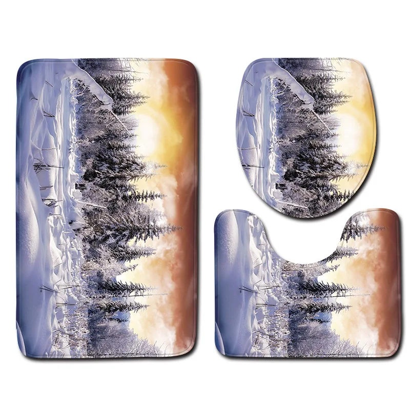 Zeegle 3D натуральный комплект коврик для туалета Полиэстер Ковер Крышка крышки