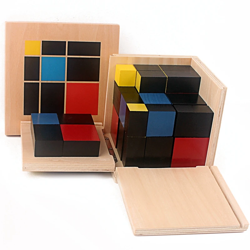 Cubo Binomial de aritm&eacute;tica Montessori, juguete de madera Trinomial, materiales matem&aacute;ticos para juguetes matem&aacute;ticos de madera-4