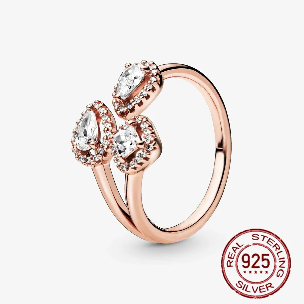 

Trendy 925 Sterling Silver Rings Sparkling Angel Wings Polished Open Heart Geometric Shapes Open Rings Women Anniversary Jewelry