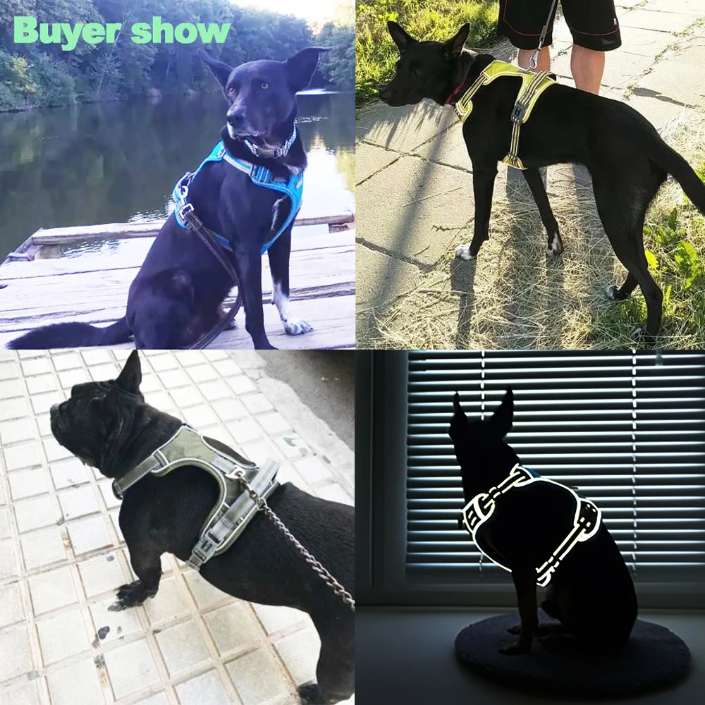 Pet Reflective Nylon Dog Harness No Pull Adjustable Medium Large Naughty Vest Safety Vehicular Lead Walking dog accessories | Дом и сад