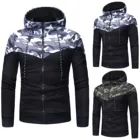 Мужская спортивная куртка на молнии, камуфляжная дышащая куртка составного кроя с карманами для фитнеса, уличная верхняя одежда, размера плюс