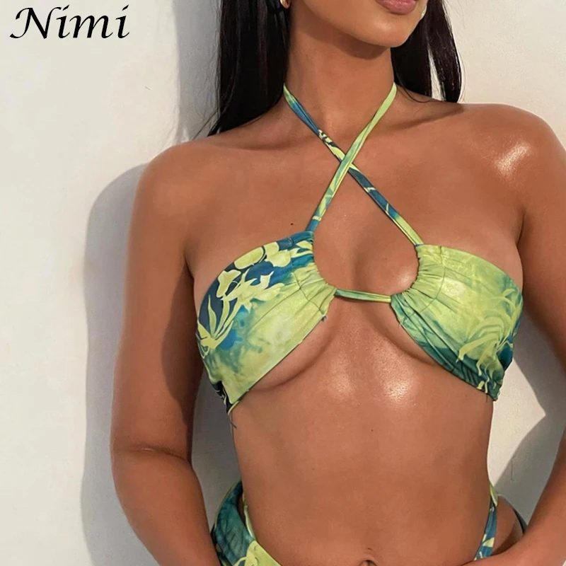 

Tweed Set Summer Sexy Women Off Shoulder Halter Tenue Ensembles Femme Sleeveless Print Perspective Skirt Suit Vacation Outfits