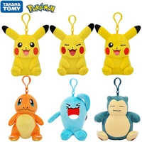 12cm pokemon toys plush keychain pendant doll anime figures pikachu charmander psyduck wobbuffet snorlax kids xmas gift
