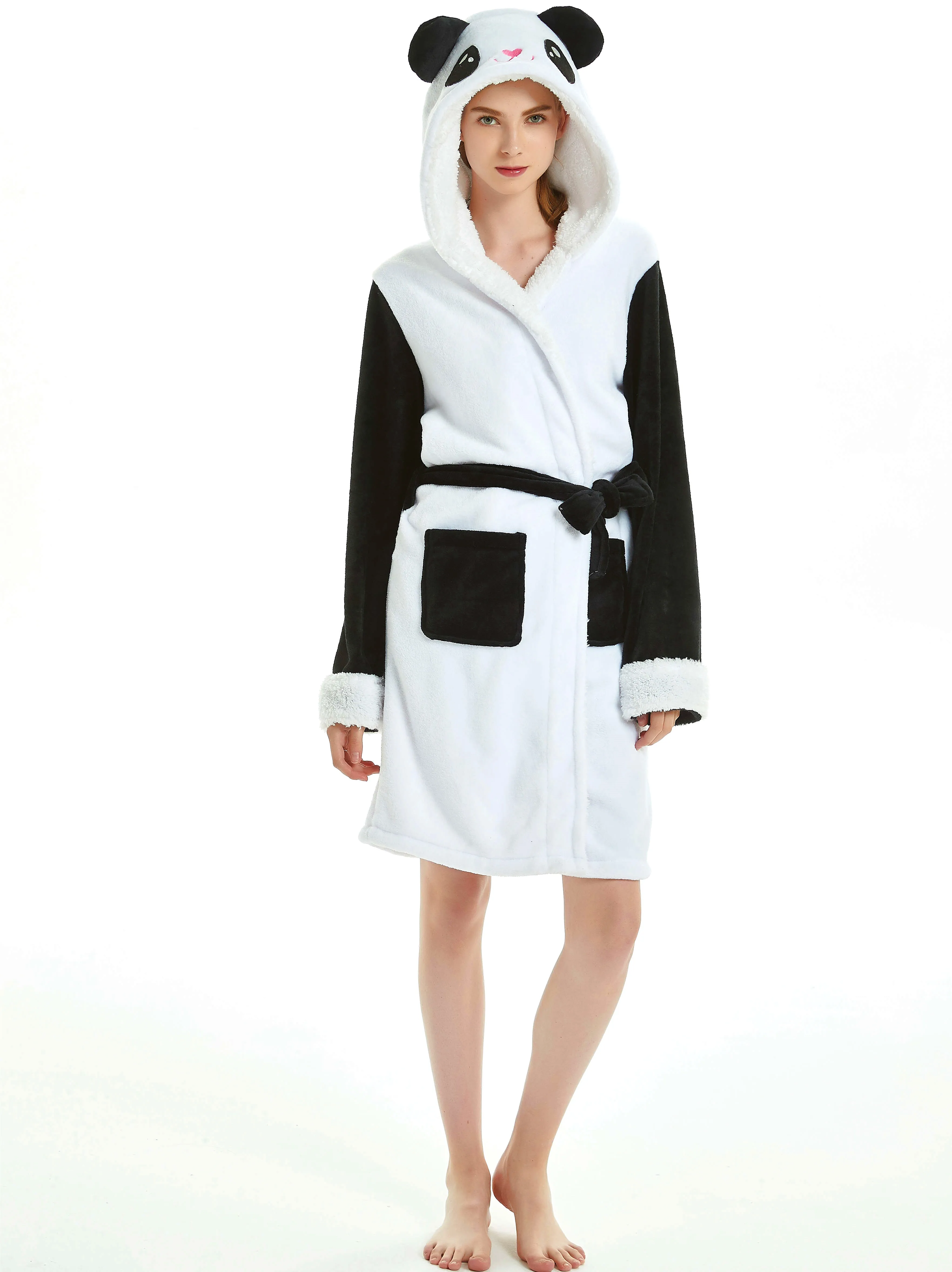 Халат женский фланелевый в виде единорога с мультяшными животными | Женская