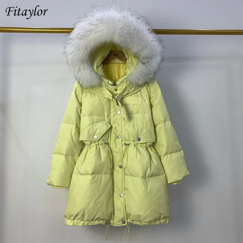 Куртка с капюшоном Fitaylor женская длинная теплая куртка из искусственного белого