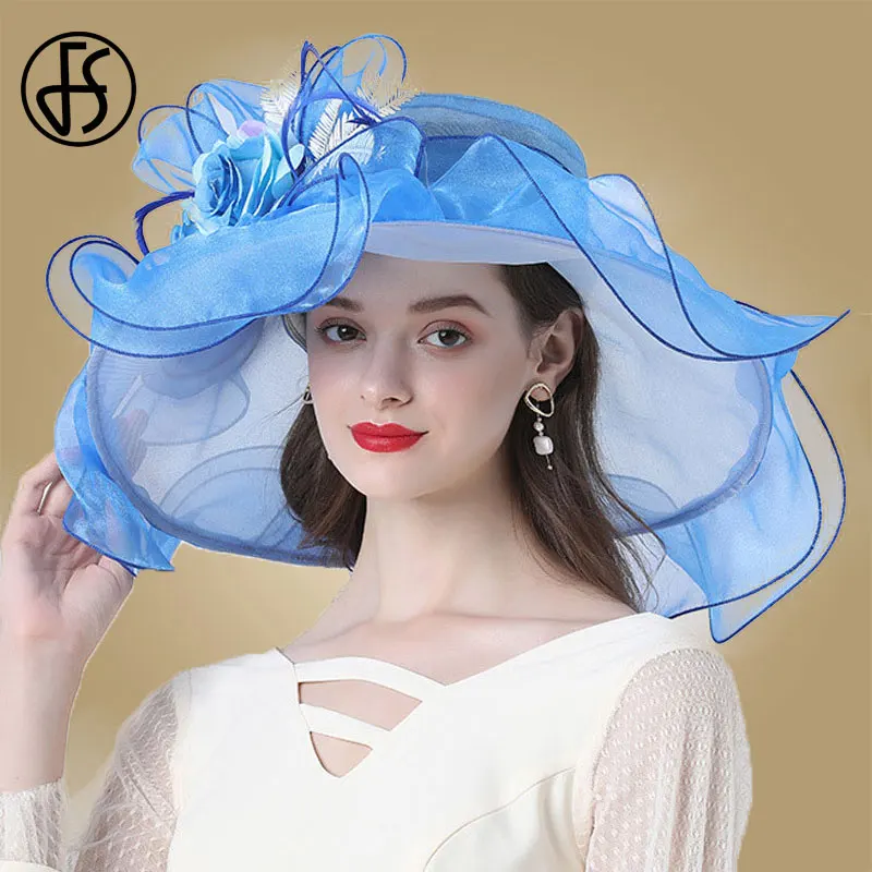 Женские шляпки с широкими полями FS розовые шляпы из органзы в стиле Кентукки