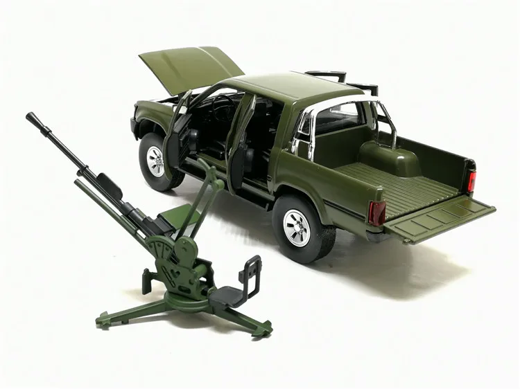 Новинка 1/32 Toyota Hilux пикап с анти-танковым пистолетом литая металлическая Модель автомобиля игрушки звуковое освещение для детей подарки с коробкой