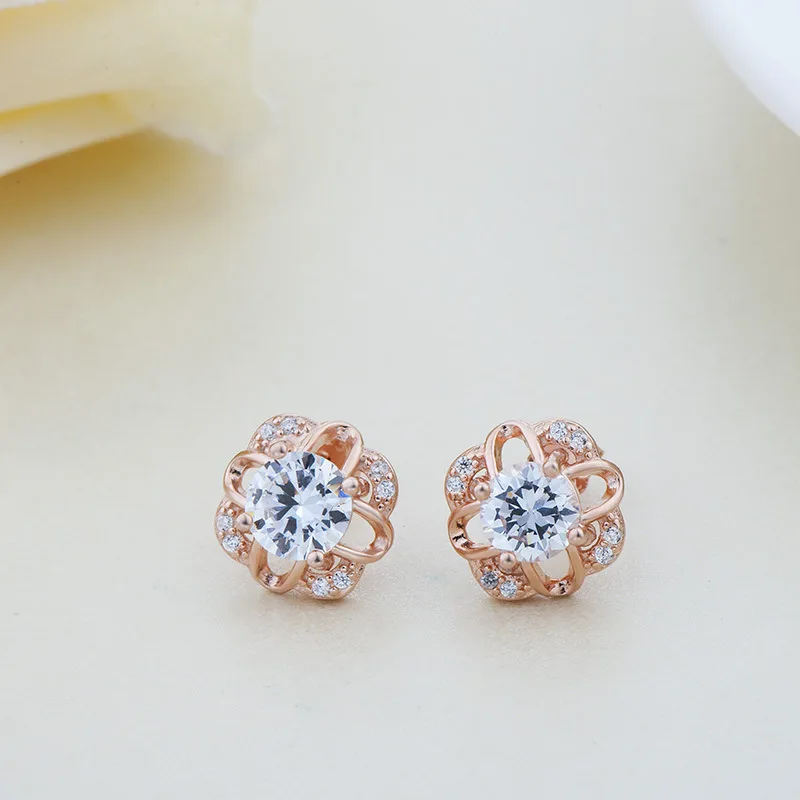 

Lovely Solid S925 Sterling Silver Stud Earrings Fashion Flower Style Pattern Women Earrings Stud Lucky Gift for Girl Friend EC46