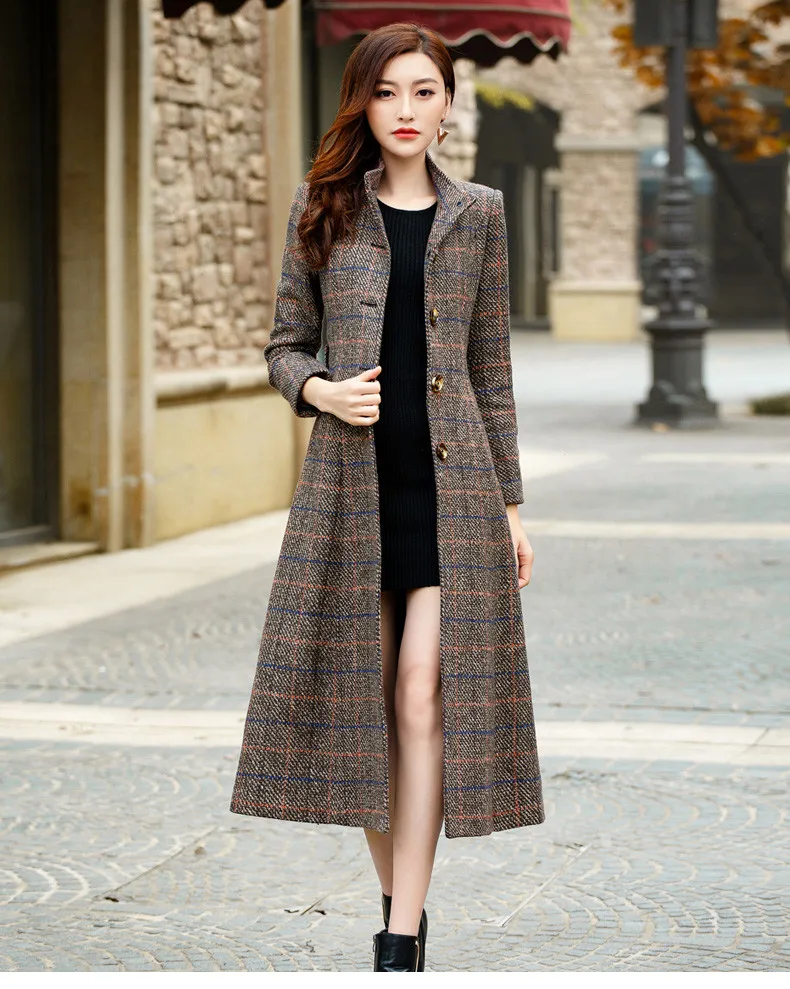Шерстяное пальто женские высококачественные классические длинные шерстяные