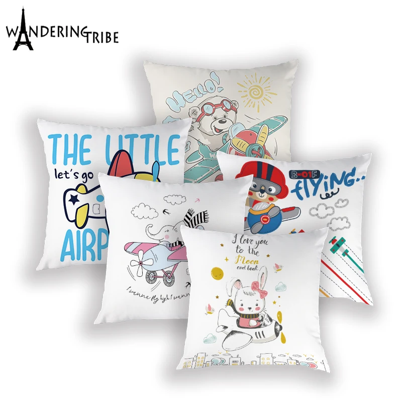 Чехол для подушки с рисунком самолета из мультфильма домашний декор наволочка