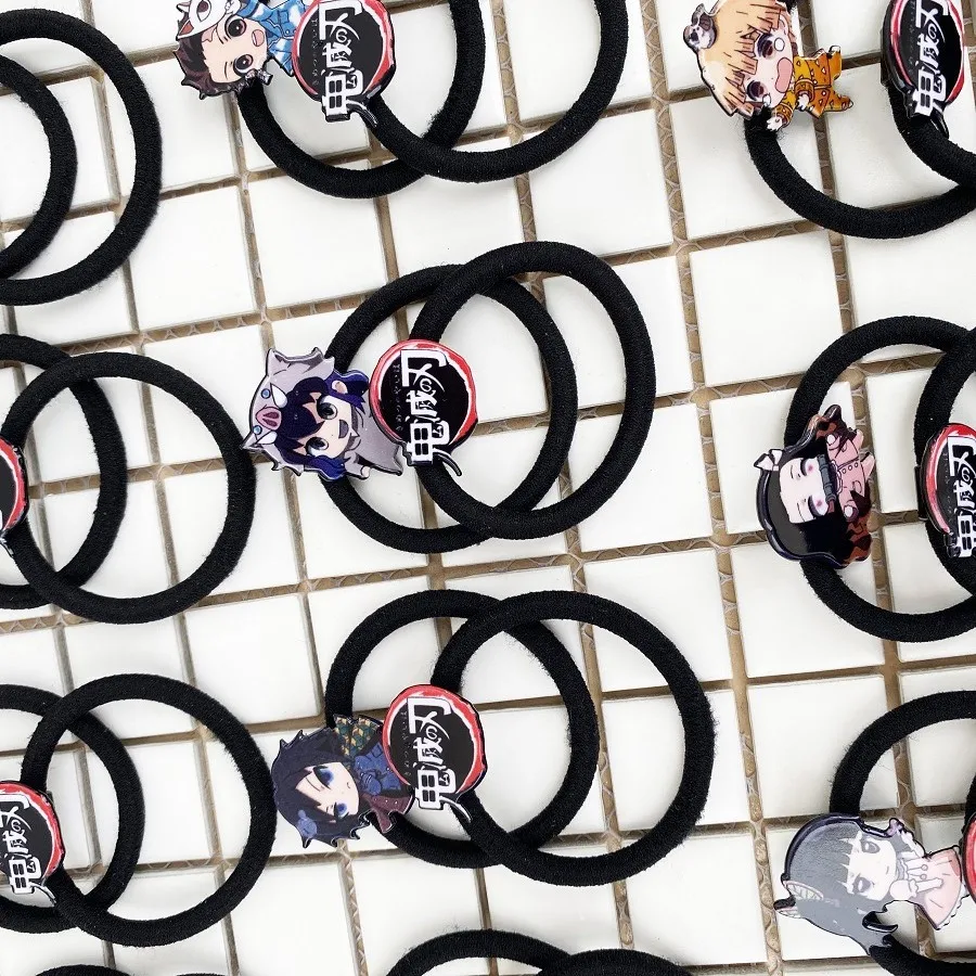 2Pcs/Set Anime Demon Slayer Kimetsu no Yaiba Hair Ropes Hair Ties Hair Bands Headwear Jewelry Accessories
