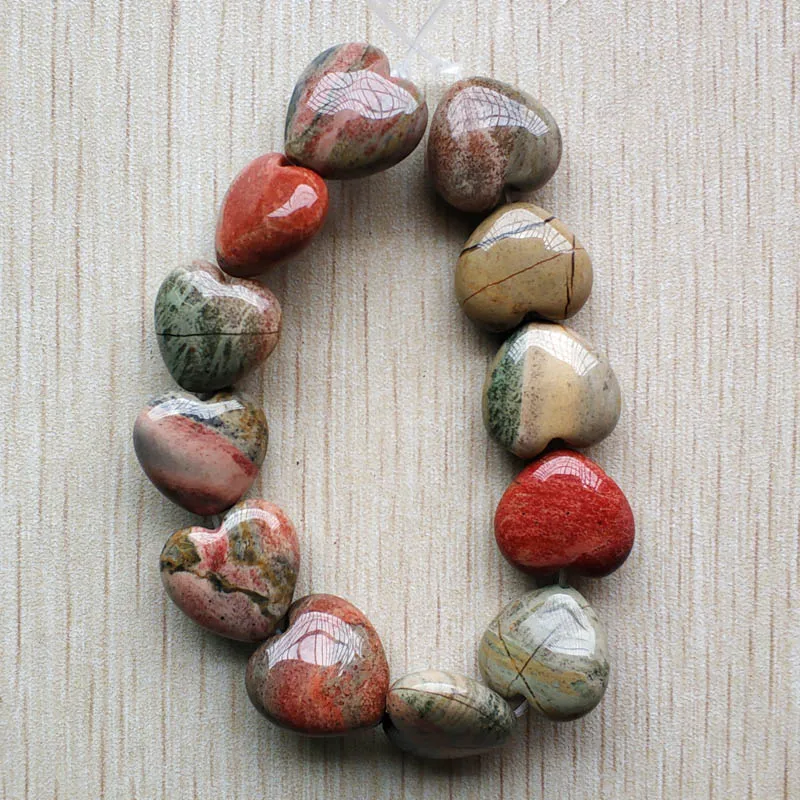 rainbow stone Новые модные высококачественные бусины в форме сердца из натурального камня 16 мм для изготовления ювелирных аксессуаров,, 23 шт./лот - Цвет: rainbow stone