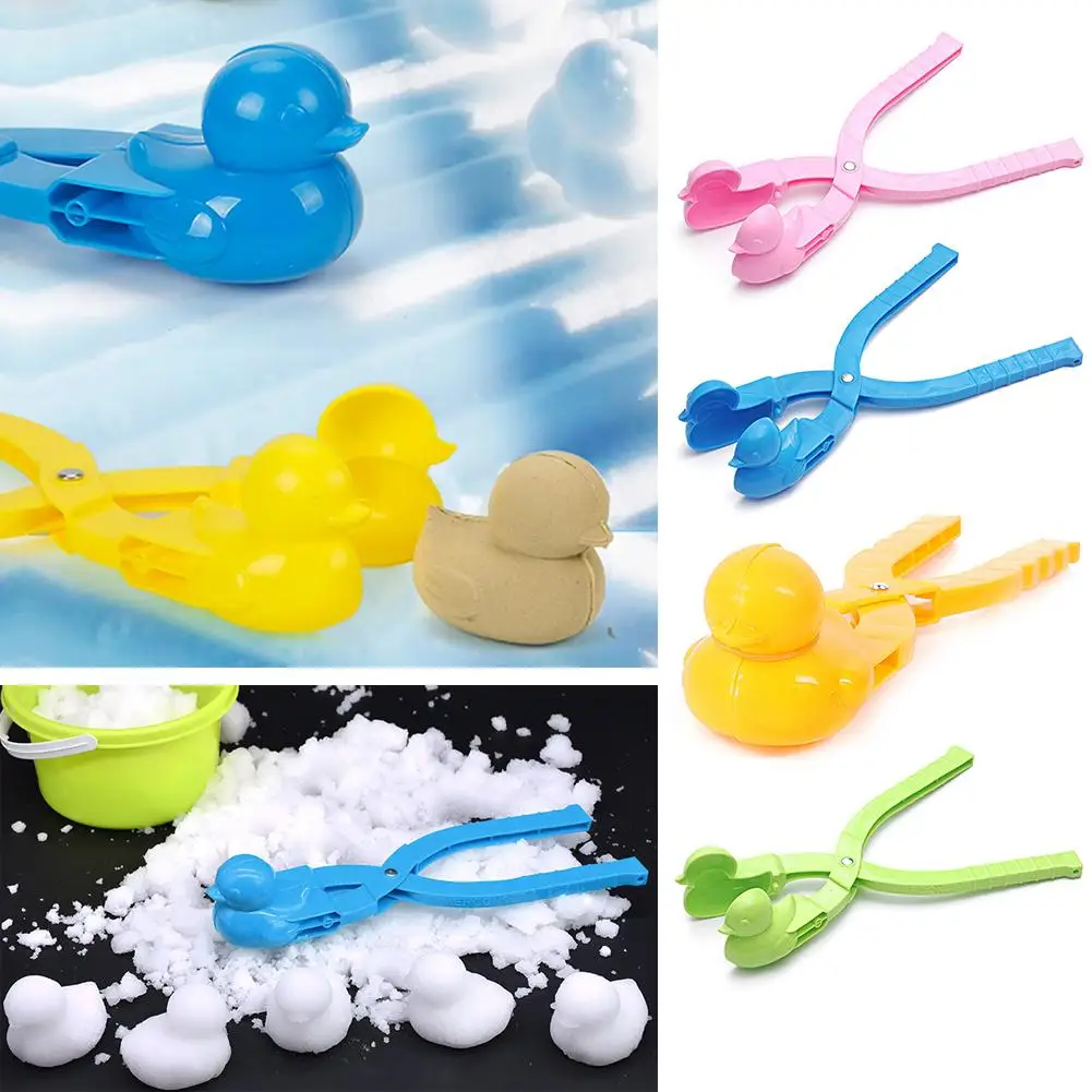 Molde con forma de pato de dibujos animados para ni&ntilde;os, fabricante de bolas de nieve, Clip para deportes al aire libre, herramienta de arena para playa y nieve, juguetes para ni&ntilde;os-0