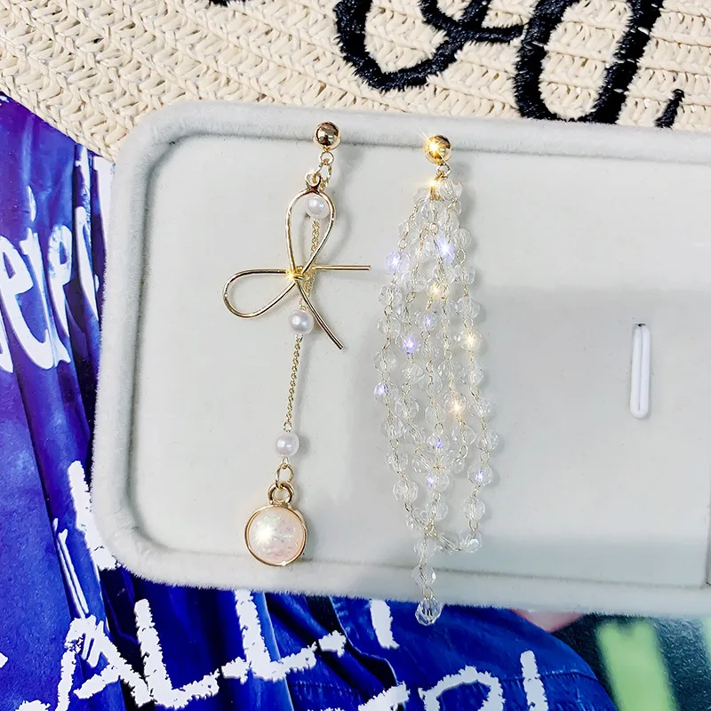 

Shiny Side New Fashion Brand Jewelry Bowknot Irregular Stud Earrings for Women Gift Long Tassel Earrings