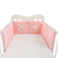 6pcs cotton breathable crib safety guard pad with thick padding pink star angel bear crib rail padding 6pcs for baby boys girls
