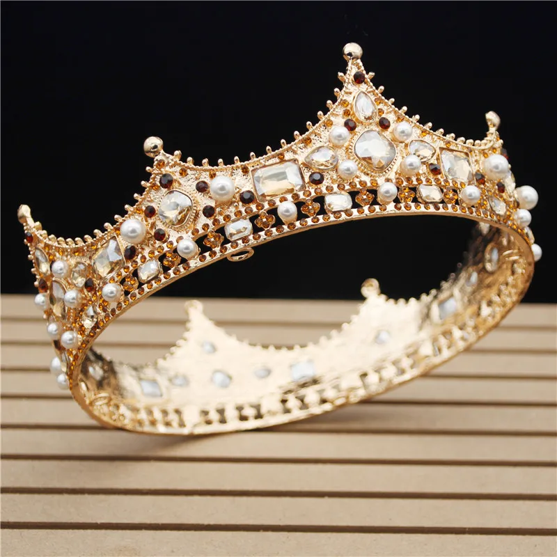 new glitter baroque diameter large crystal floral crown exquisite charming tiaras beauty pageant bride wedding hair accessories free global shipping