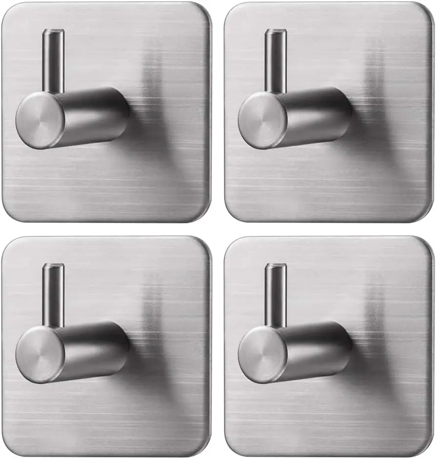 3M Self Adhesive Wall Door Back Hooks Heavy Duty Stainless Steel Clothes Hanger Bathroom Kitchen Towel Rustproof Hook |