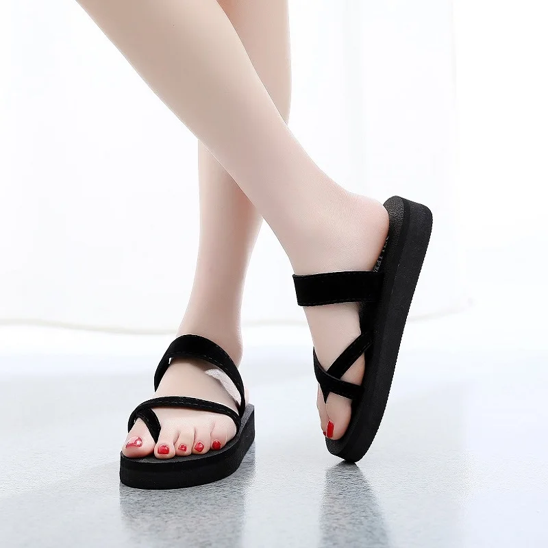 

Ms. 2019 summer new set of toe flip-flops casual slippers without pinch non-slip wild flat beach shoes