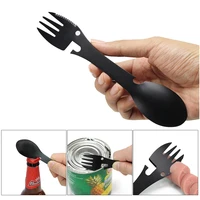 outdoor tools camping multi functional outdoor fold tableware fork edc kit knife spoon bottle can opener camping cooking