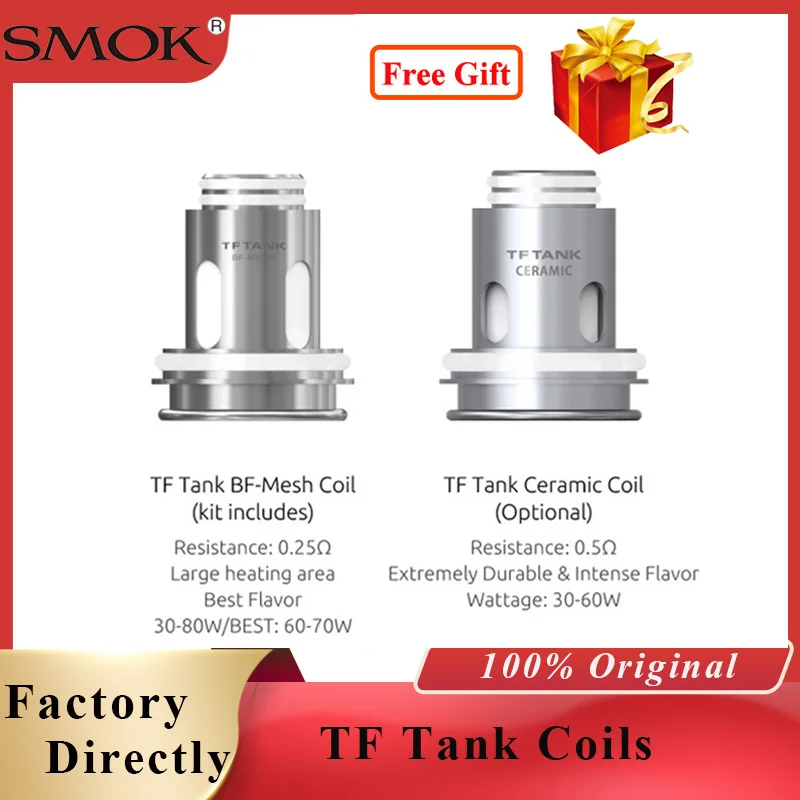 Оригинальный вейп испаритель SMOK TF Tank катушка BF Mesh 0 25 Ом/с с керамической головкой