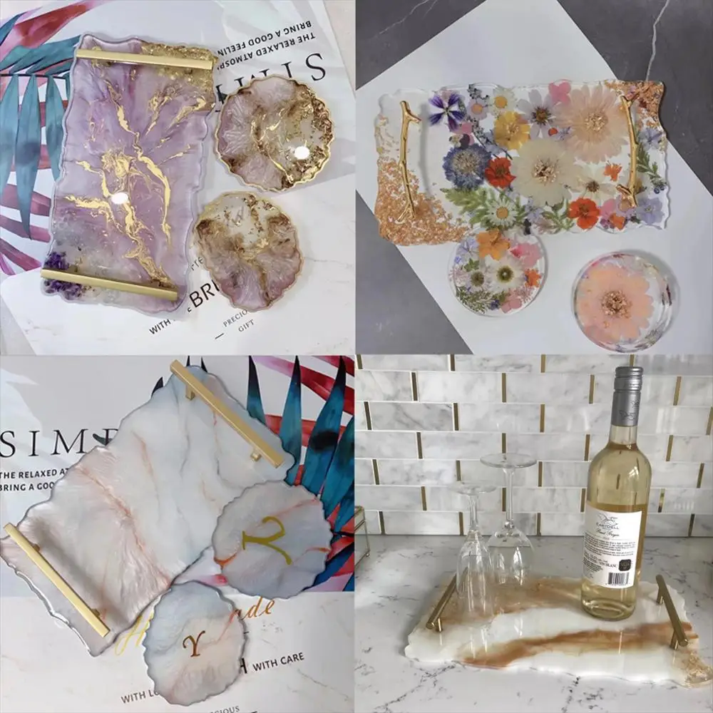 Смолы подносы для фруктов держатель эпоксидная посуда пластина ручка DIY смола