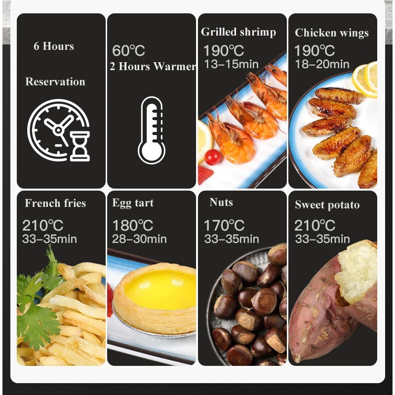 Жаровня тостер для духовки конвекционная жаровня цифровой сенсорный ЖК-экран