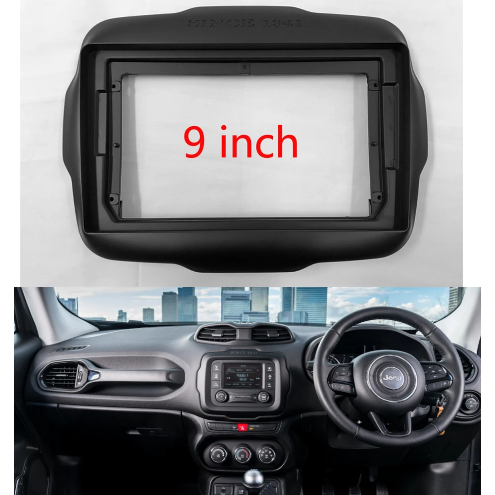 

2 Din 9 Inch Car Radio Plastic Fascia Panel Frame for JEEP Renegade 2016~2020 Installation DVD GPS Mp5 ABS+PC Dash Mount Kit