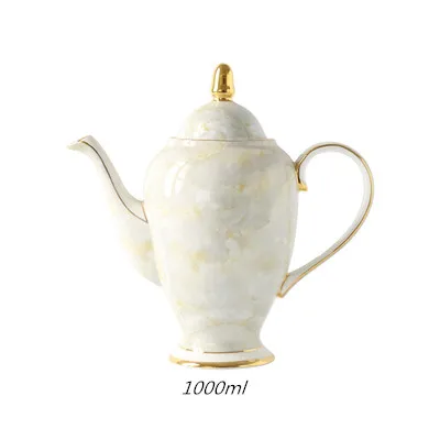 1pcs-coffee pot Европейский мраморный керамический чайник чайный сервиз кофейник Британский высококачественный костяной фарфор кофейная чашка набор бытовой чайник большой емкости - Цвет: 1pcs-coffee pot