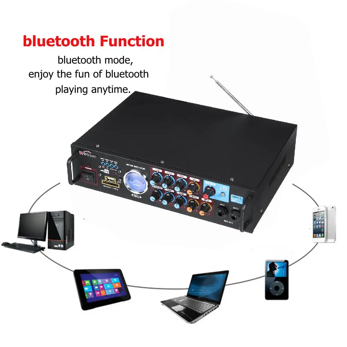 220 В 5CH bluetooth HiFi av-ресивер для аудио объемный усилитель FM Караоке кинотеатр домашний кинотеатр усилители
