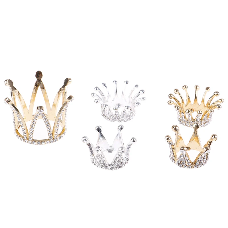 

1PCS Nail Art Brush Pen Gold Silver Rhinestone Crown Design Carrier Holding Showing Support Stand Rack
